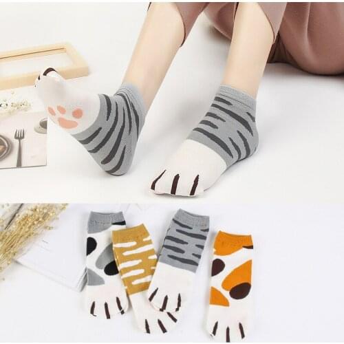 Autumn Cat Paw Socks Japanese-Style Combed Cotton Thin Cute Womens Low-Cut Liners Socks