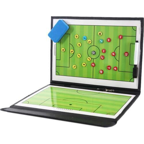 Portable Trainning Assisitant Equipments Football Soccer Tactical Board 2.5 Fold Leather Useful Teaching Board #8