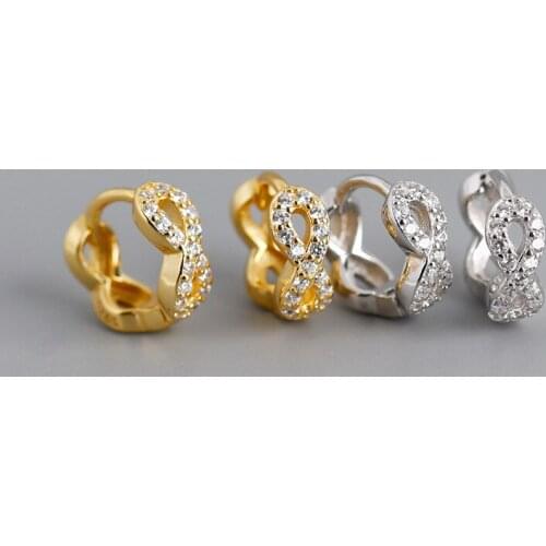 1Pair Fashion 925 Sterling Silver Earrings for Women 2020 Jewelry Cross Circle Inlaid Zircon Piercing Earrings Gift for New Year