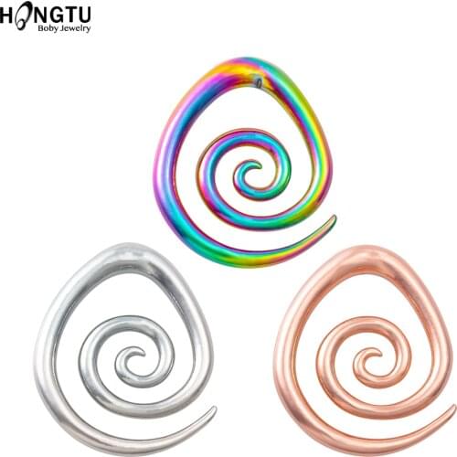 HONGTU 1PC New Ear Piering Copper Spiral Ear Weight Hooks for Dangle Earring Brass Plugs and Tunnels 0g Body Piercing Jewelry
