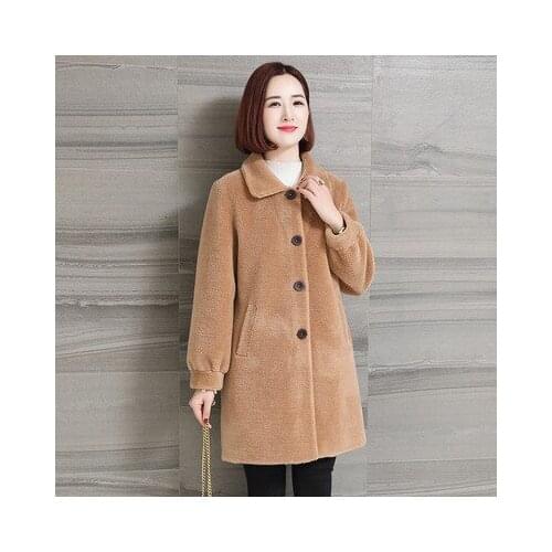 Haining imitation sheep cut wool coat imitation wool fur coat new winter grain fur in one of the long long faux fur coat