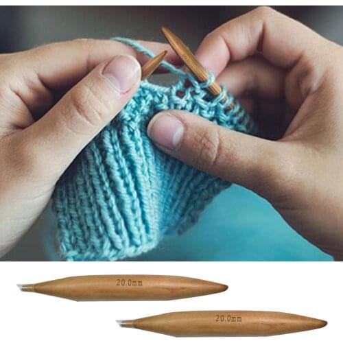 2Pcs/Set Durable Crochet Hooks Smooth Tip Sweater Needles Wood Circular Yarn Needles Thick Knitting Needles for Sweaters