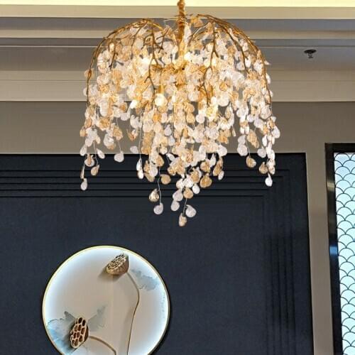 Light luxury copper tree branch glass chandelier modern minimalist living room dining room bedroom chandelier
