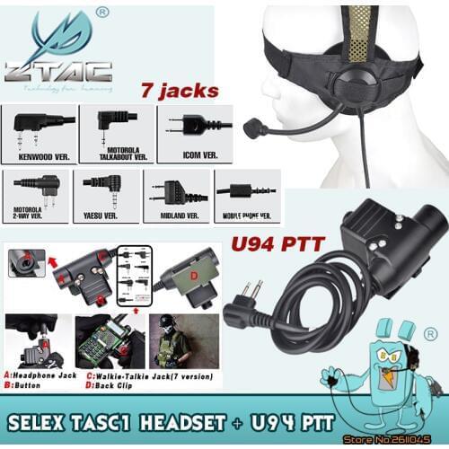 Z-Tac Tactical Headphones Bowman Elite II Hunting Headphones Push-to-Talk Midland Mototlora Icom Tactical U94PTT Softair Z113