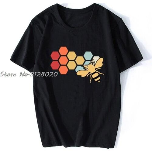 Vintage Beekeeper Beekeeping Honey Funny Bee Black T-Shirt Men Cotton TShirt Tees Tops Streetwear Harajuku