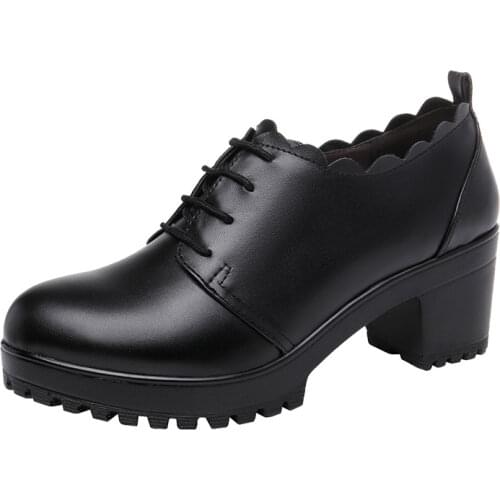 Plus Size 32-43 Block Heel Platform Shoes Women Pumps 2021 Spring Fall Medium Square Heels Shoes Ladies Office Oxfords