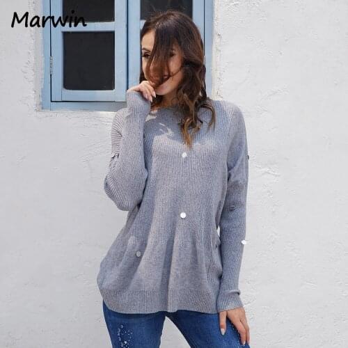 Marwin New Coming Autumn Winter Half High Collar Street Style Solid With Sequined Batwing Sleeve Women Sweater Female Pullover
