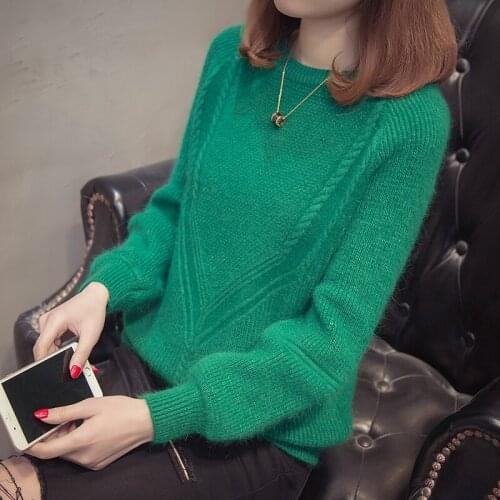 Women‘s Knitted Sweater Spring Autumn New Elastic Solid Sweater Lady Knitted Long Sleeve All-match O-neck Ladies Pullovers