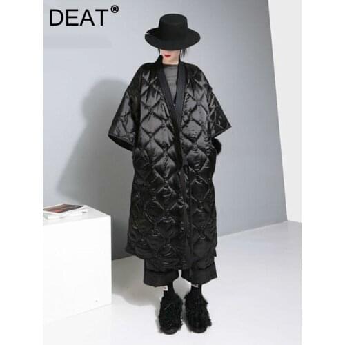 DEAT Japan Kimono Tied With Nightgown Style Three Quarter Sleeve Bat Sleeved Women Loose Plus Size 2021 Autumn Winter New TD681