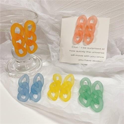 ZiccoWong New Fashion Colorful Long Chain Drop Dangle Earring For Women Acrylic Link Big Long Dangle Earring Party Jewelry