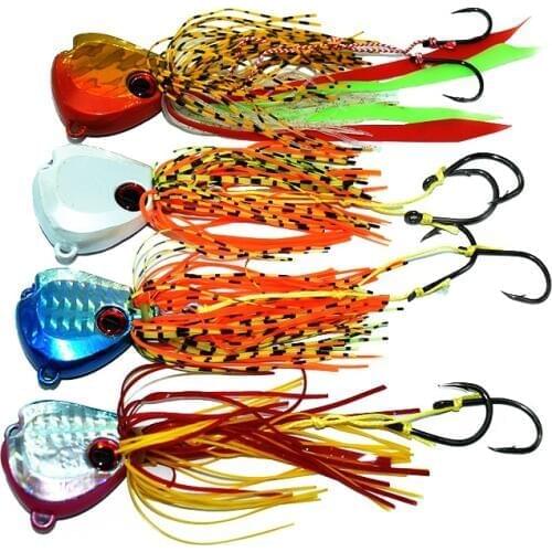 1pcs/pack 60g/80g/100g Inchiku jig lure rubber skirt double assist hook lead jig bait marine boat casting fishing lure bait