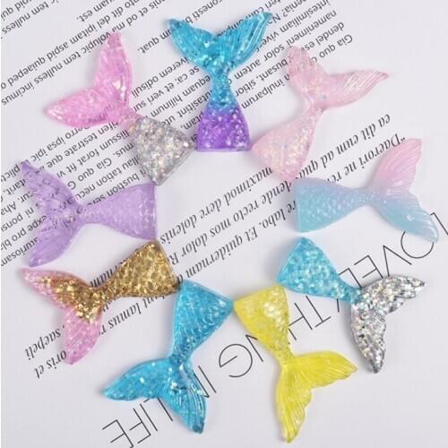 10pcs/lot Resin Mermaid Tail Decoration Crafts Flatback Cabochon Kawaii DIY Embellishments For Scrapbooking Accessorie
