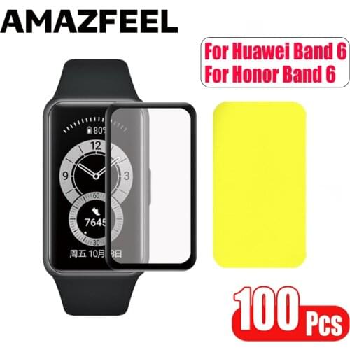 100 Pcs/Pack Film For Huawei Band 6 Honor Band 6 Screen Protector film Glass TPU Protective film Honor Band 6 Accessories