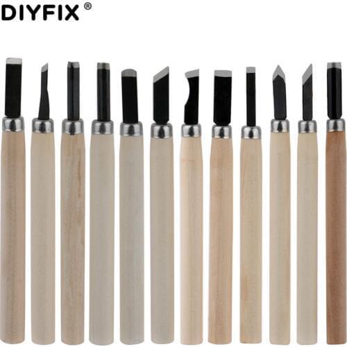 12Pcs Hand Wood Carving Chisels Knife Tool Used to Basic Woodcut Working Clay Wax DIY Tools and Detailed Woodworking Hand Tool