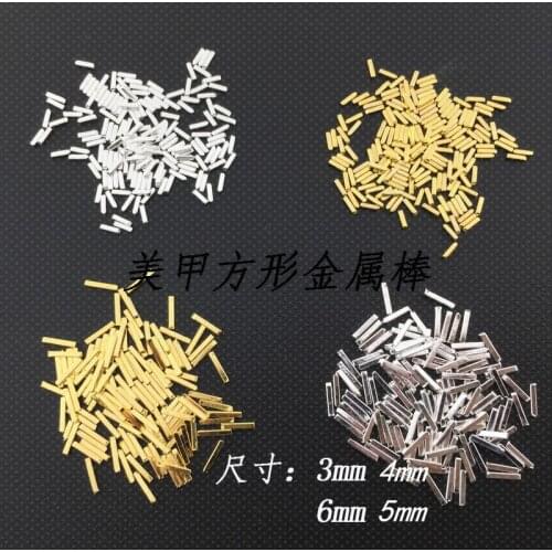 200pcs/pack Japan Korea Nail Art Alloy Rivets Studs Gold Silver Rectangle Small Bars Jewellry Accessories for Women Nail DIY