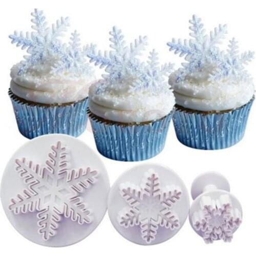 3pcs Snowflake Embossed Mould Fondant Cake Decoration Mold DIY Baking Tools Biscuit Molds Birthday Bakeware Support Dropshipping