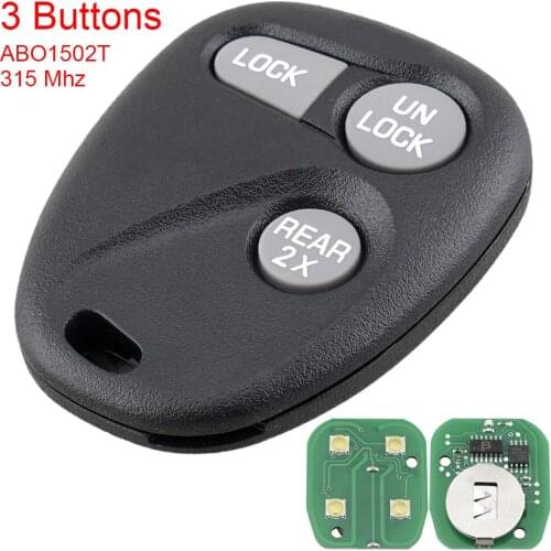 315Mhz 3 Button Automobile Car Remote Keyless Entry Key Fob FCC ABO1502T Auto Car Key Replacement Fit for Chevrolet Tahoe
