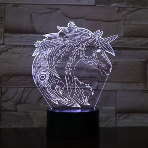 3D Lamp The Unicorn Color Changing with Remote Best Decoration for Living Room 7 Colors with Remote Lampara Led Night Light Lamp