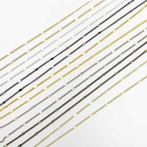 5m 10m/lot Gold Brass Bulk Link Chain Rhodium Gunmetal Plated Necklace Chains For DIY Jewelry Making Finding Materials Wholesale