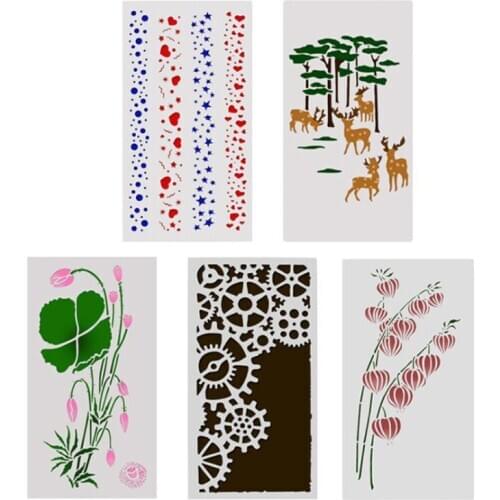 5pc Stencils Painting Scrapbooking Album Embossing Bullet Journal Stencils Plastic Cake Spray Mold Diy Drawing Graffiti Template