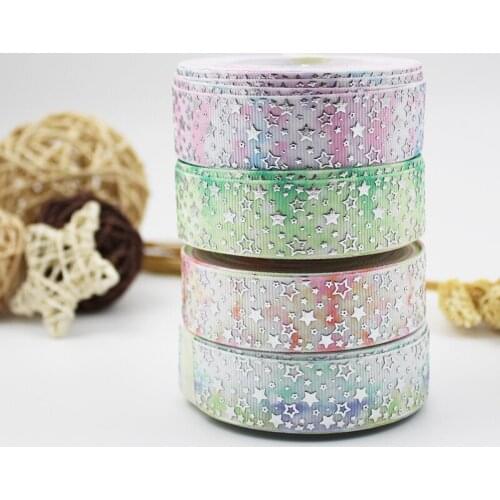 5pattern 3" 75mm silver foil printed glowing star ribbon Accessory hairbow headwear DIY handmade hair bows accessories