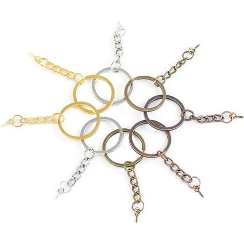 10/pcs Screw Eye Pin Key Chain Key Ring keychain Bronze Rhodium Gold Keyrings Split Rings With Screw Pin Jewelry Making