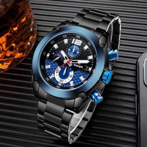 SWISH Mens 2020 Chronograph Watch Luxury Fashion Sports Calendar Military Wristwatch Luminous Watches Quartz Relogio Masculino