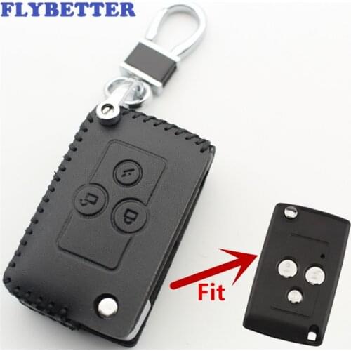 FLYBETTER Genuine Leather 3Button Flip Key Case Cover For Lada Priora/Niva/Granta/Samara/Xray/Sedan Car Styling L186