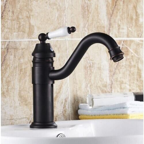 Black Oil Rubbed Brass Swivel Spout Single Handle Kitchen Vessel Sink Faucet Mixer Water Tap anf313