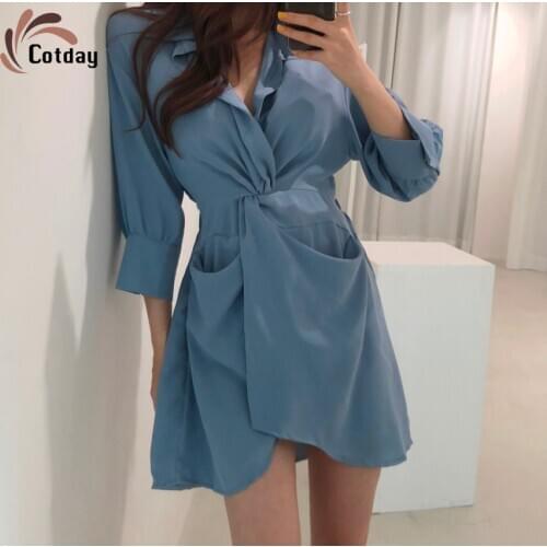 Модные платья-рубашки Cotday China At AliExpress