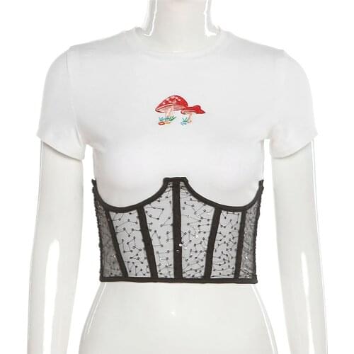 Women Shapers Underbust Corset Sequins Sheer Mesh Waist Cincher Sexy Slim Fit Lace-Up Bustier Top Body Shaping Corsets Clubwear