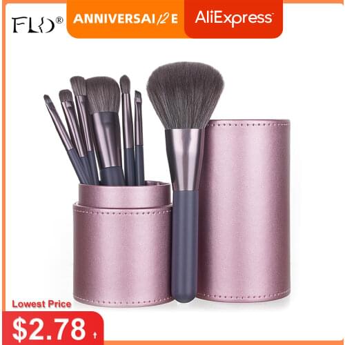 FLD Kabuki Pink Makeup Brushes Set with Box Bucket Eyeshadow Eyebrow Powder Foundation Cosmetic Kit Brochas Maquillaje S Size