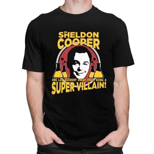 Vintage The Big Bang Theory T Shirt Men Short Sleeve Sheldon Cooper T-shirt TV Show Bazinga Tshirt Pure Cotton Tee Gift Merch