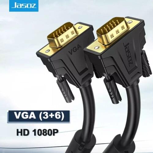 Jasoz VGA to VGA Cable 3+6 1080P 15 Pin Male to Male Extension Converter Connector For Laptop Monitor Projector HDTV Adapter