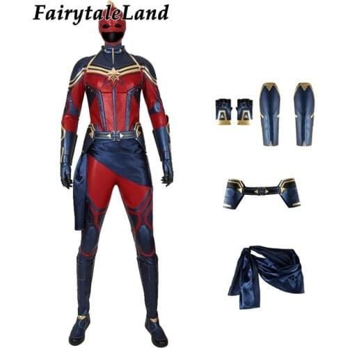 Movie Ending Game Cosplay Costume Captain Carol Danvers Role-playing Outfit With Mask Fancy Halloween Carnival Clothing
