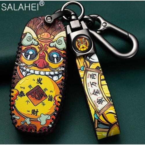 Leather Car Key Case Cover Shell For Ford Focus F-150 F-250 F-350 Mondeo Mk4 2018 2017 Fusion Mustang Explorer Ranger Accessorie