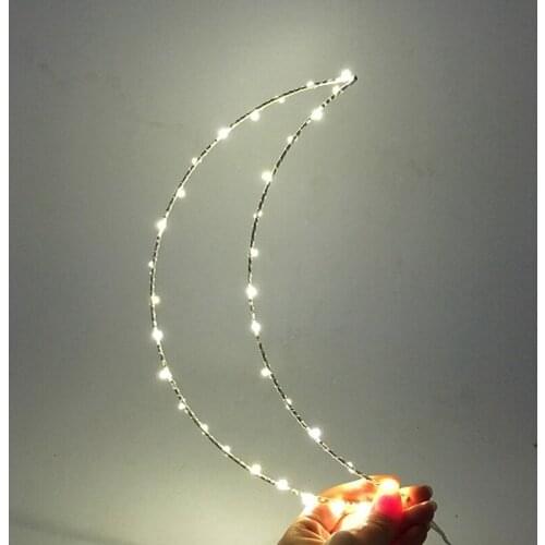 Cute Moon Hanger Lights for Living Room Creative Metal Frame Led Night Lights Holiday Lights New Year Birthday Party Decoration