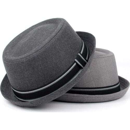 Fashion Men Fedora Hat Flat Pork Pie Hat For Gentleman Dad Church Porkpie Jazz Hat Big Size S M L XL