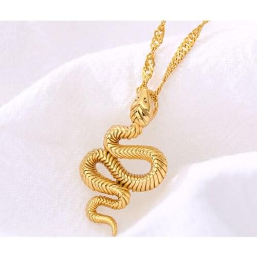 Trendy Men Snake Necklaces Pendants Gold Stainless Steel Animal Necklace Jewelry Zodiac cobra Charms Chains for Women Necklace