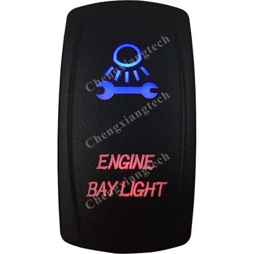 Engine Bay Light Rocker Switch 5 Pins SPST On/Off Blue & Red Led 20A/12V 10A/24V Toggle Switch for Cars,Trucks, RVs, Boats