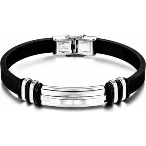 Steel And Rubber Mens Bracelet 2021 Mens Fashion Tarnish Material