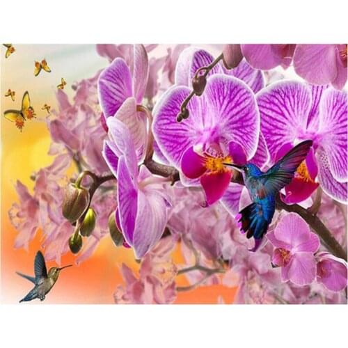 Butterfly Flor Embroidery Mosaic Craft Orchid Diamond Painting Kits Beads Picture Wall Paper Rhinestones Draw Christmas Gift New