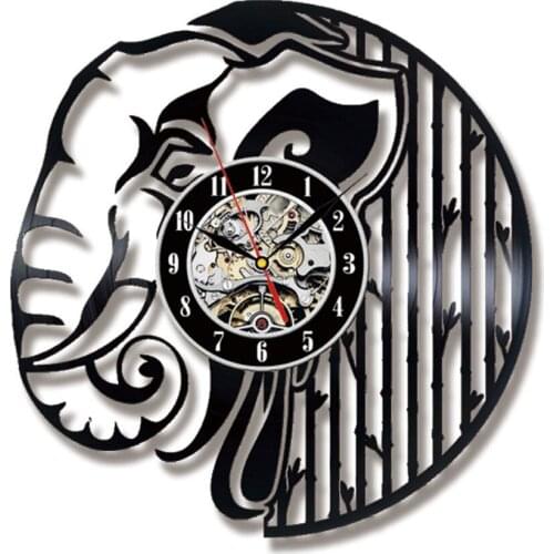 Elephant Wall Art Clock Safari Animal Elephant Vinyl Record Wall Clock Wildlife Elephant Nursery Art Home Decoration Kids Gift