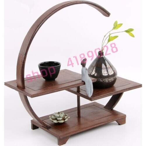 Natural chicken wing wood, solid wood, Chinese style, classical curio shelves, tea ceremony ornaments pendulum rack