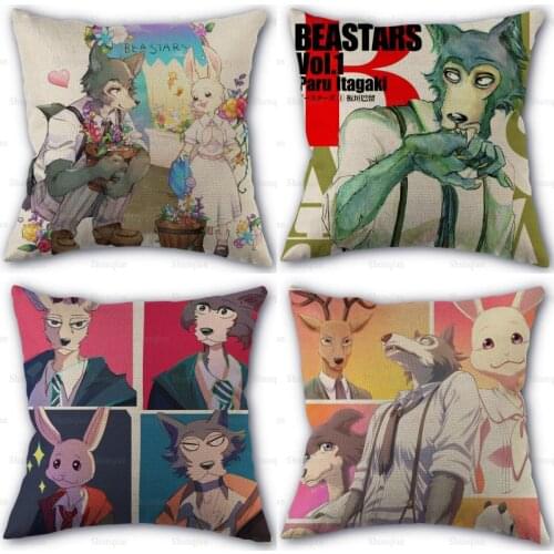 45X45cm Pillow Cover BEASTARS Anime Square Zipper Cotton Linen Pillow Cases Bedroom Home Decorative Pillowcase 0409