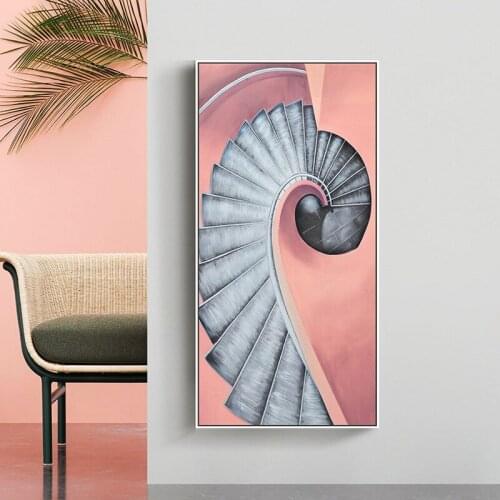 Fancy Abstract winding stair visual arts Arched door Modern decorative Picture Canvas Wall Art Poster for room Porch office deco