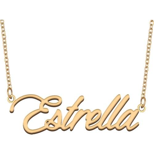 Estrella Name Necklace for Women Stainless Steel Jewelry 18k Gold Plated Nameplate Pendant Femme Mother Girlfriend Gift