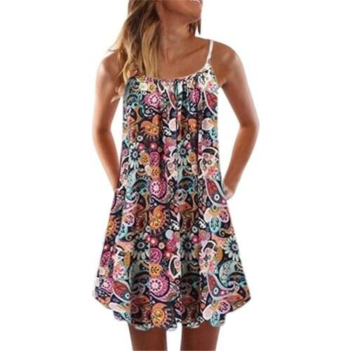 Oversized Print Women Dress Summer Beach Party Loose Dress Sexy Off Shoudler Spaghetti Strap Big Swing Casual Mini Dress Vestido