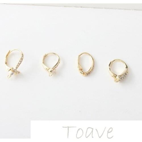 Gold-clad copper plated real gold micro-inlaid zircon pure copper ear hooks DIY earring accessories