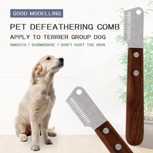 Pet Hair Removal Comb with Wooden Handle and Hanging Hole Pet Dog Grooming Canine Plucking Comb для собак